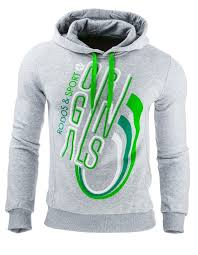 ŠEDÁ MODERNÍ MIKINA SE ZELENÝM POTISKEM (BX1487)